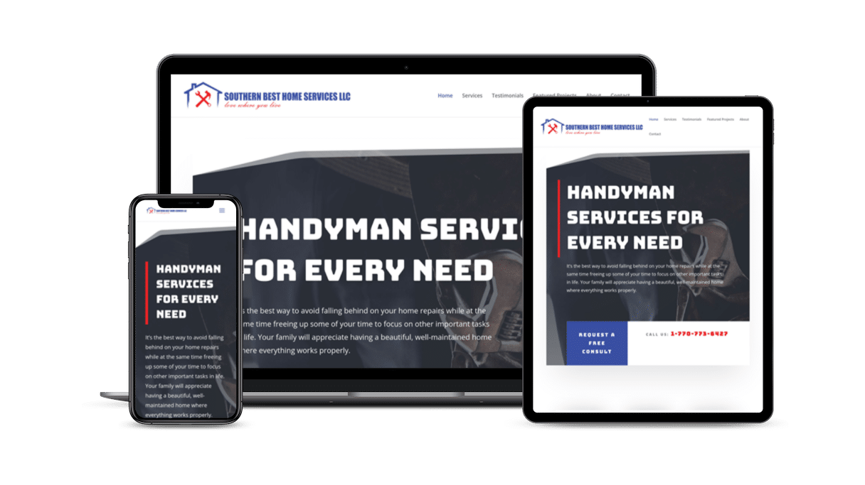 Southern Best Home Services Web Design Home Page